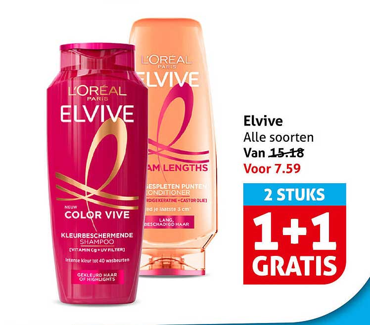 Elvive Alle soorten 2 STUKS 1+1 GRATIS