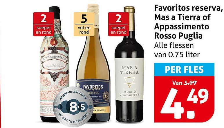 Favoritos reserva, Mas a Tierra of Appassimento Rosso Puglia Alle flessen van 0.75 liter PER FLES