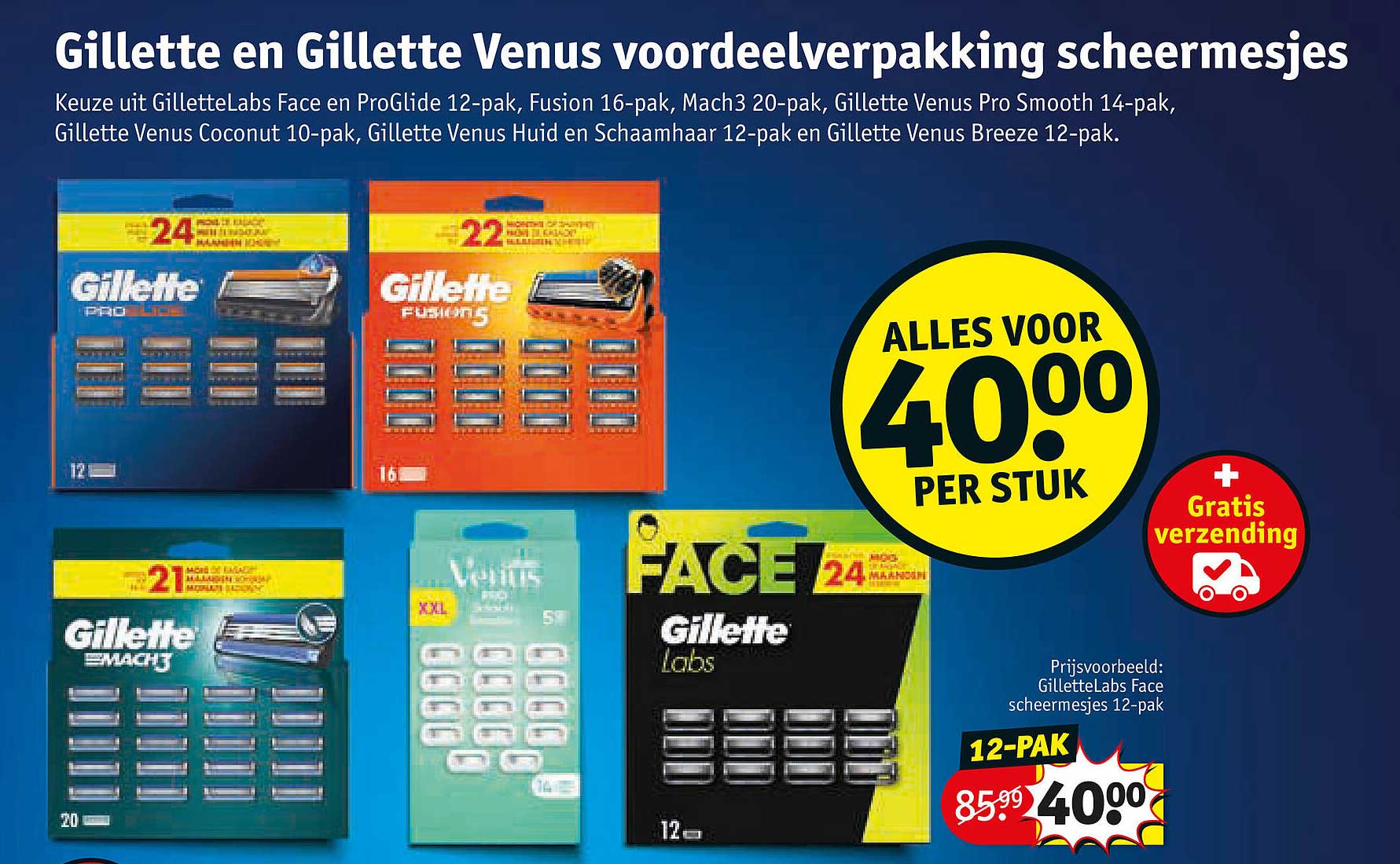Gillette en Gillette Venus voordeelverpakking scheermesjes