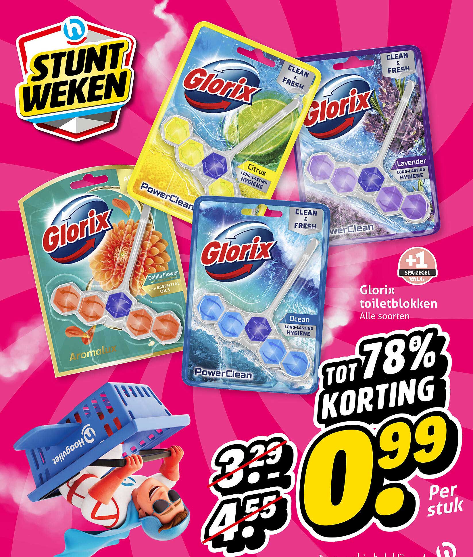 Glorix toiletblokken Alle soorten +1 SPA-ZEGEL VAK!