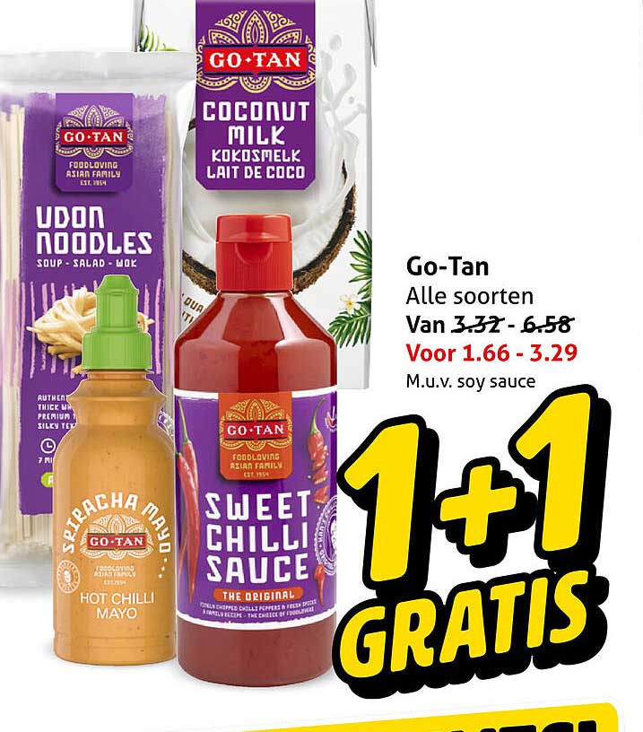 Go-Tan Alle soorten 1+1 GRATIS
