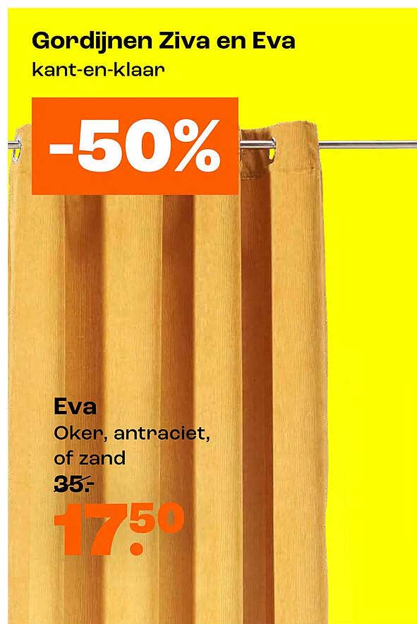 Gordijnen Ziva en Eva kant-en-klaar -50%