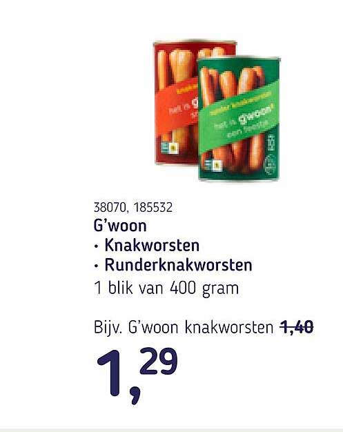 G'woon Knakworsten • Runderknakworsten 1 blik van 400 gram