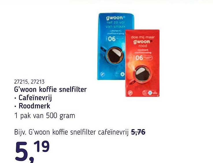 G’woon koffie snelfilter Cafeïnevrij Roodmerk