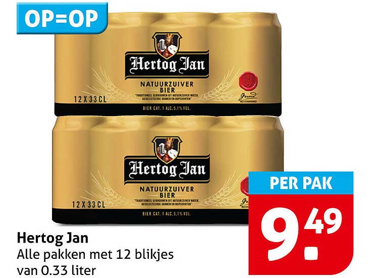 Hertog Jan Alle pakken met 12 blikjes van 0,33 liter OP=OP