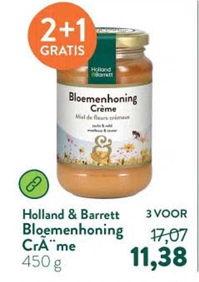 Holland & Barrett Bloemenhoning Crème 2+1 GRATIS
