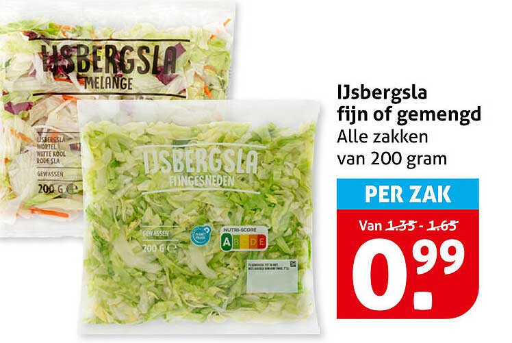 IJsbergsla fijn of gemengd PER ZAK