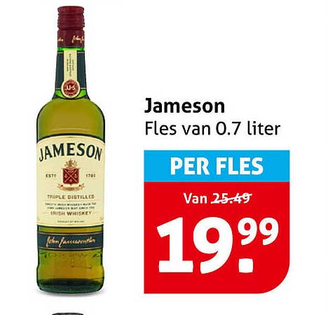 Jameson Fles van 0.7 liter PER FLES