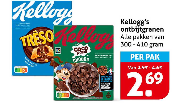 Kellogg's ontbijtgranen Alle pakken van 300 - 410 gram PER PAK