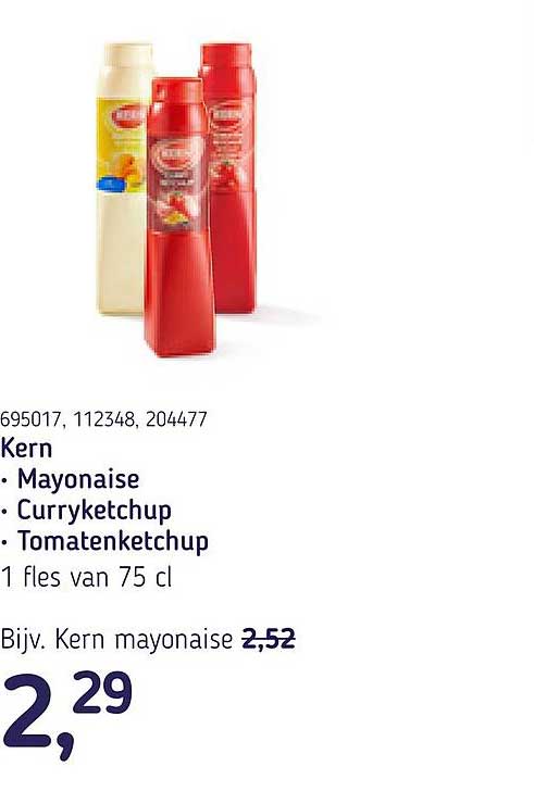 Kern Mayonaise Curryketchup Tomatenketchup 1 fles van 75 cl
