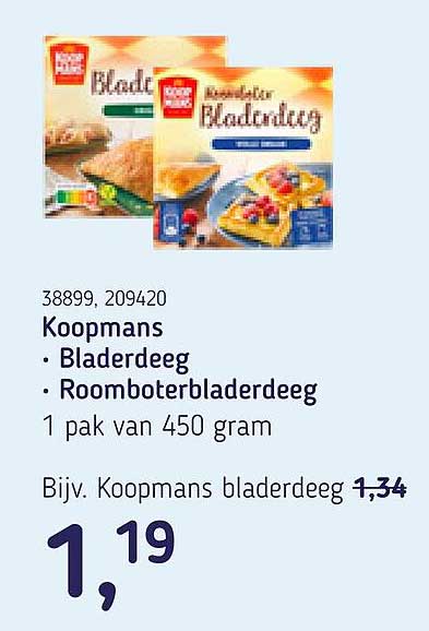 Koopmans Bladerdeeg • Roomboterbladerdeeg 1 pak van 450 gram