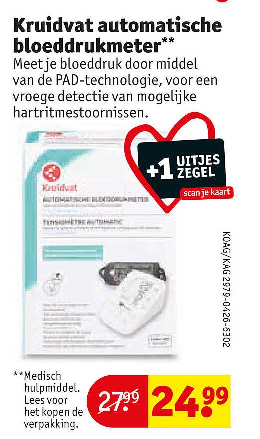 Kruidvat automatische bloeddrukmeter** +1 UITJES ZEGEL scan je kaart