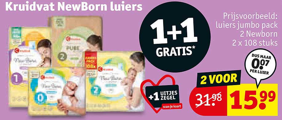Kruidvat Newborn Luiers 1+1 gratis