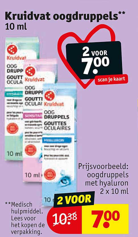 Kruidvat oogdruppels** 10 ml 2 voor 7.00 scan je kaart