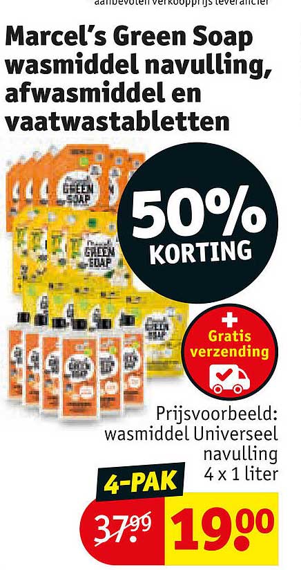 Marcel’s Green Soap wasmiddel navulling, afwasmiddel en vaatwastabletten 50% KORTING