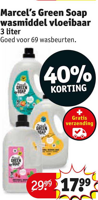 Marcel's Green Soap wasmiddel vloeibaar 3 liter 40% KORTING