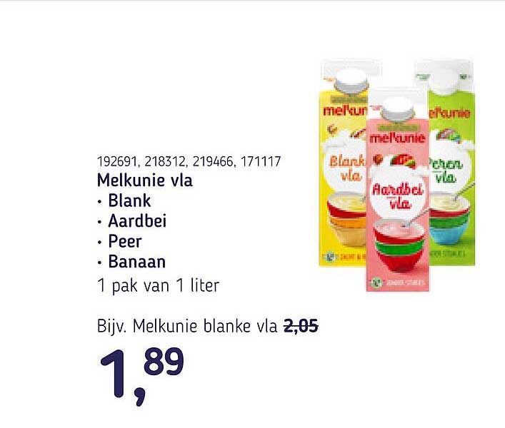 Melkunie vla - Blank - Aardbei - Peer - Banaan