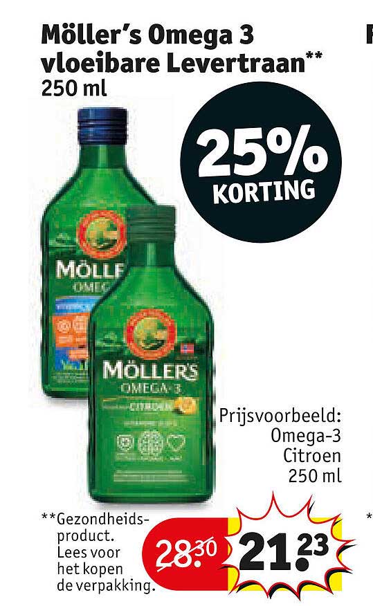 Möller’s Omega 3 vloeibare Levertraan** 250 ml 25% KORTING