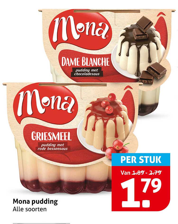 Mona pudding Alle soorten