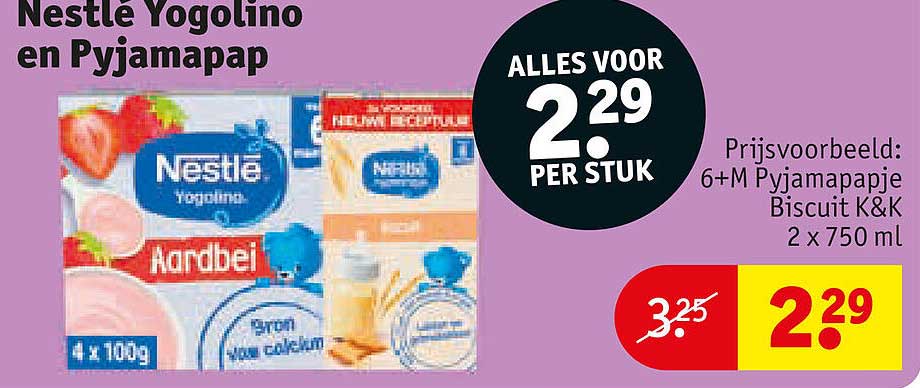 Nestlé Yogolino en Pyjamapap - ALLES VOOR 2,29 PER STUK