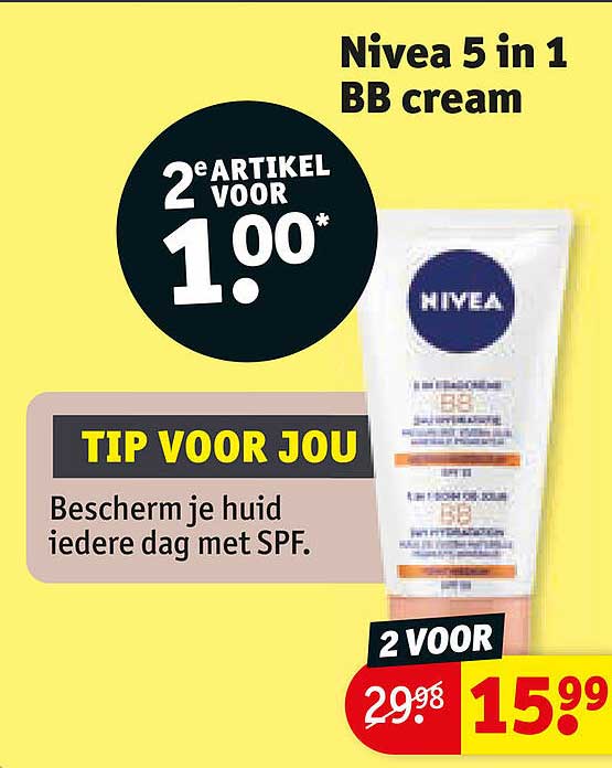 Nivea 5 in 1 BB cream 2e artikel voor 1.00*