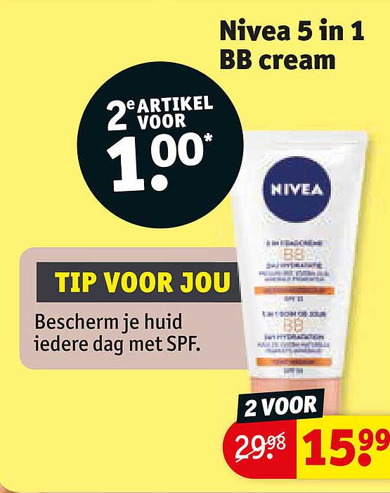 Nivea 5 in 1 BB cream 2e artikel voor 1.00