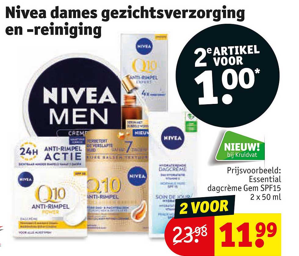 Nivea dames gezichtsverzorging en -reiniging 2e artikel voor 1.00*
