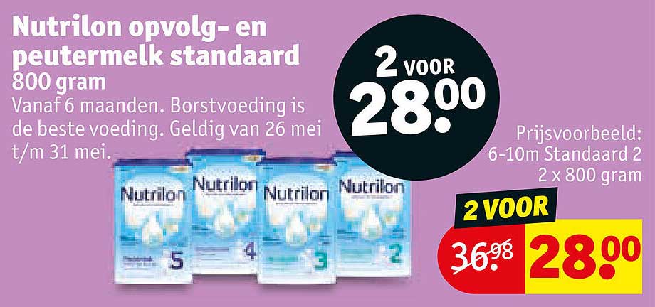 Nutrilon opvolg- en peutermelk standaard 800 gram 2 voor 28.00