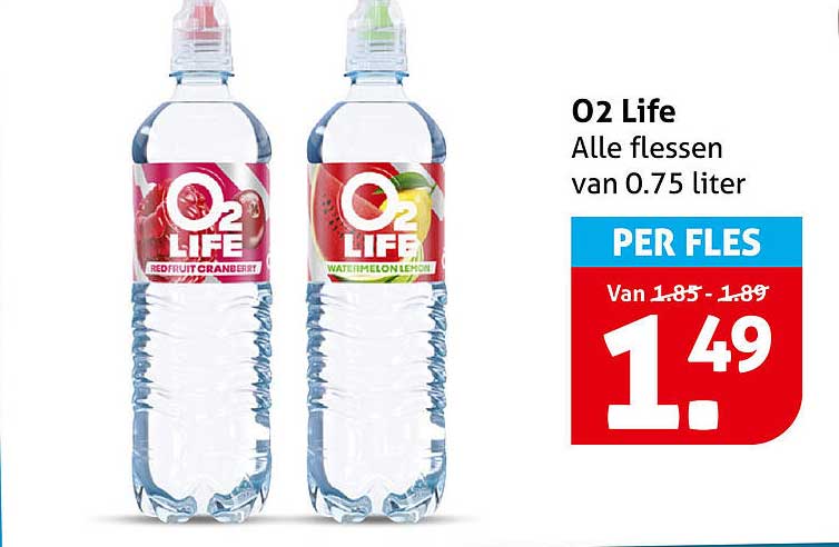 O2 Life Alle flessen van 0.75 liter PER FLES