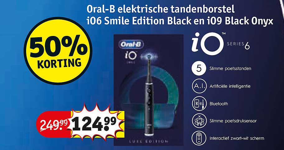 Oral-B elektrische tandenborstel iO6 Smile Edition Black en iO9 Black Onyx 50% korting