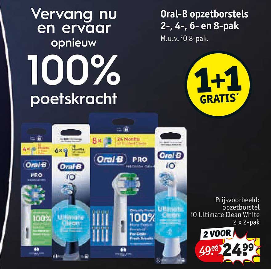 Oral-B opzetborstels 2-, 4-, 6- en 8-pak 1+1 GRATIS*