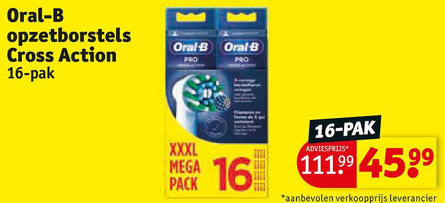 Oral-B opzetborstels Cross Action 16-pak