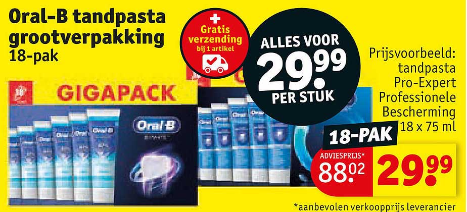 Oral-B tandpasta grootverpakking 18-pak