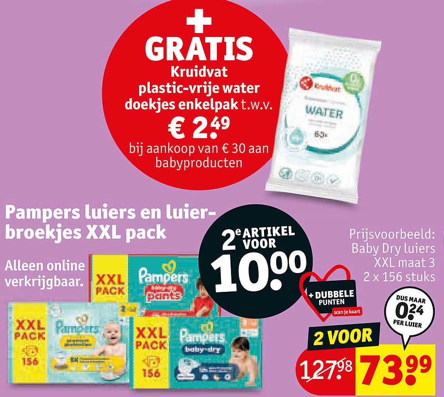 Pampers luiers en luierbroekjes XXL pack 2e artikel voor 10.00