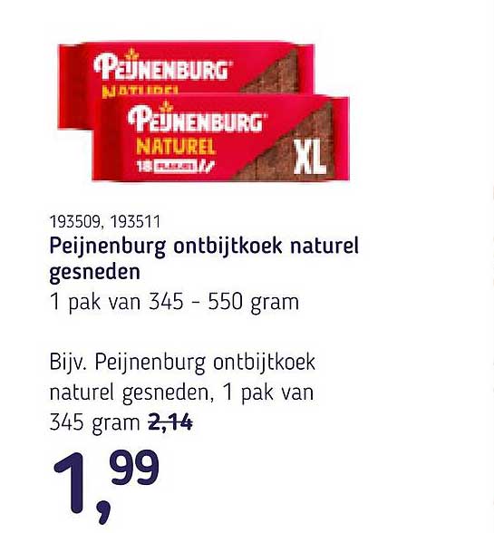 Peijnenburg ontbijtkoek naturel gesneden