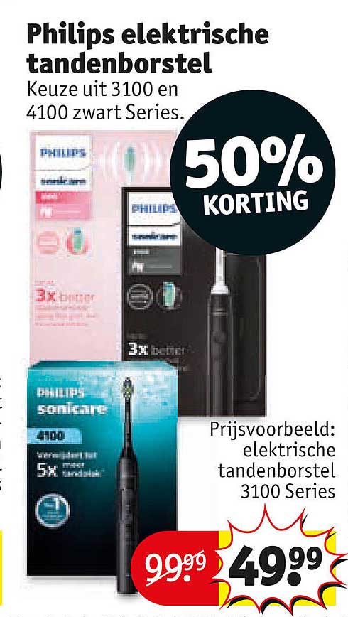 Philips elektrische tandenborstel Keuze uit 3100 en 4100 zwart Series. 50% KORTING