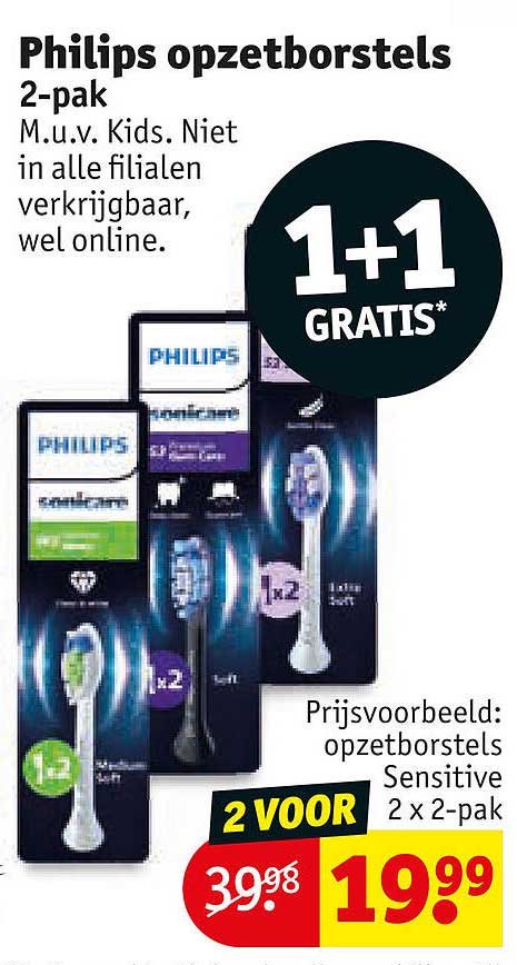 Philips opzetborstels 2-pak 1+1 GRATIS*