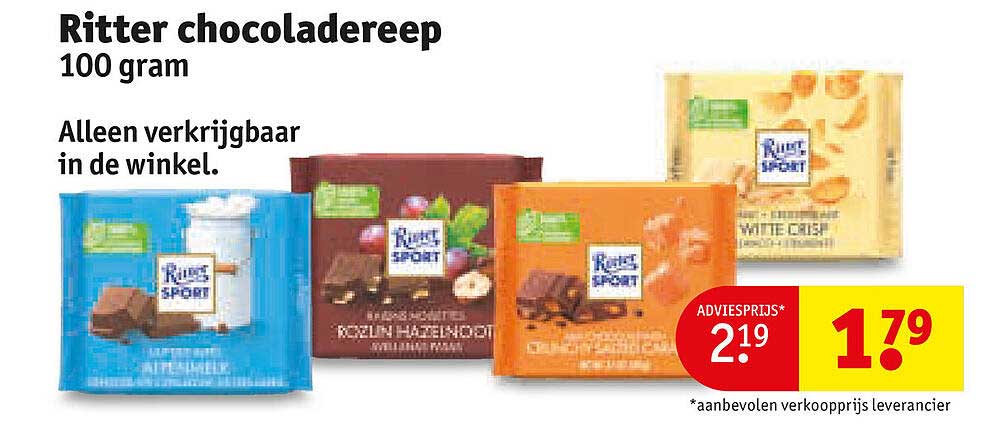 Ritter chocoladereep 100 gram