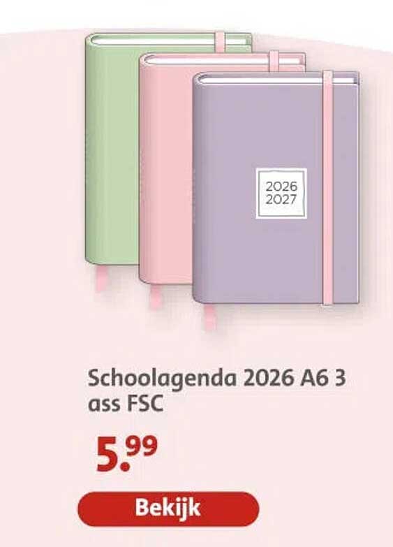 Schoolagenda 2026 A6 3 ass FSC
