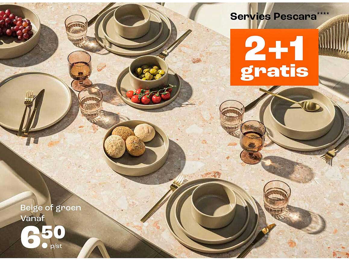 Servies Pescara**** 2+1 gratis