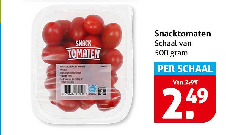 Snacktomaten Schaal van 500 gram PER SCHAAL