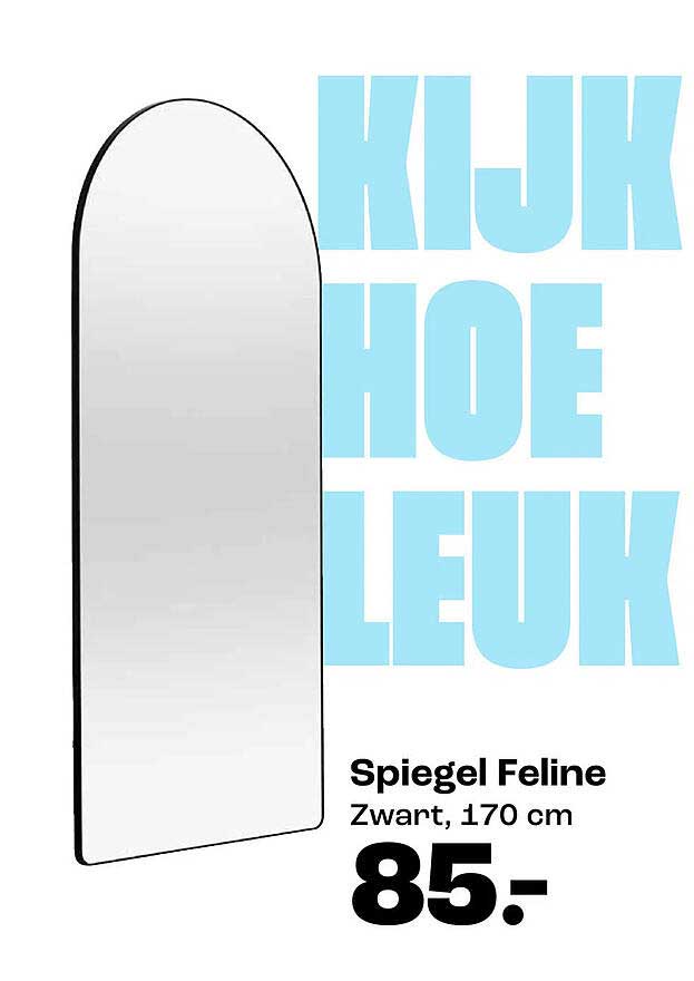 Spiegel Feline Zwart, 170 cm