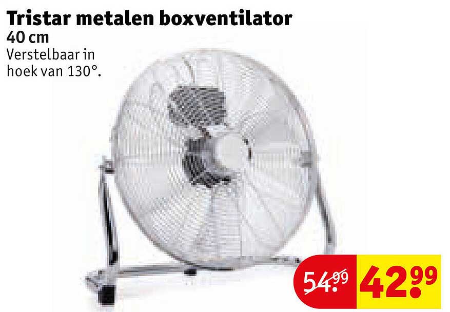 Tristar metalen boxventilator 40 cm Verstelbaar in hoek van 130°