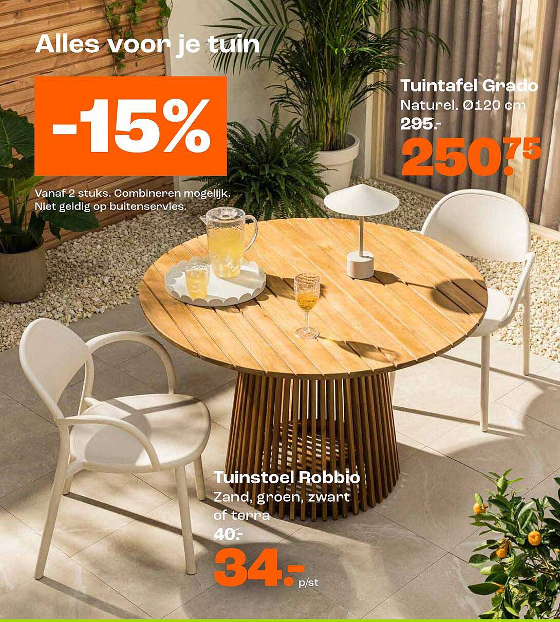 Tuintafel Grado Naturel. Ø120 cm -15%