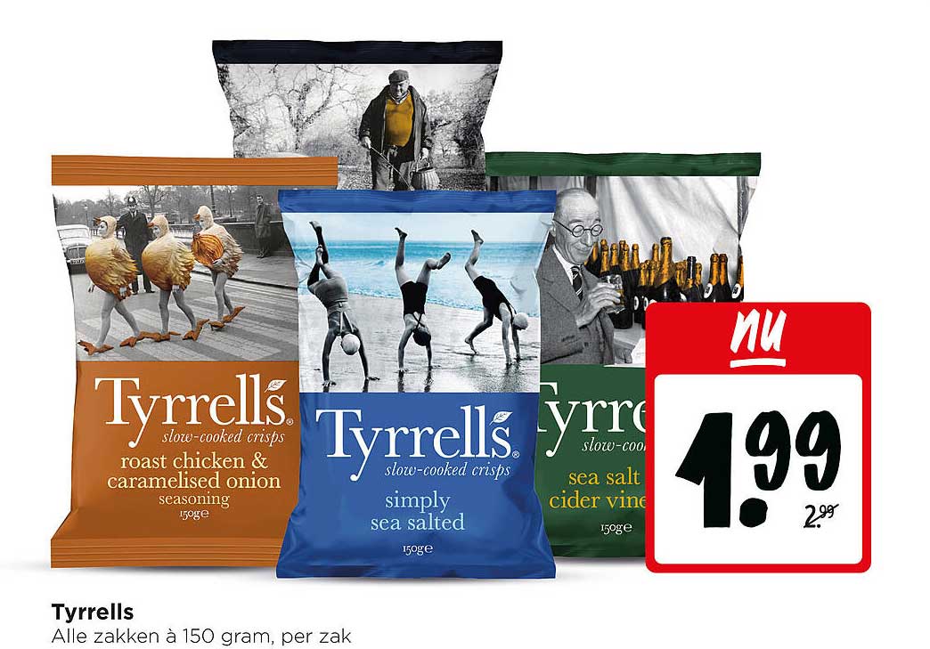 Tyrrells Alle zakken à 150 gram, per zak