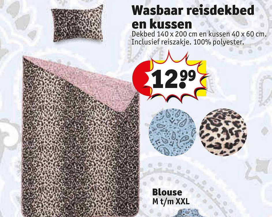 Wasbaar reisdekbed en kussen