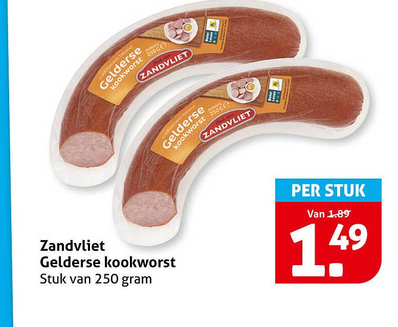 Zandvliet Gelderse kookworst Stuk van 250 gram