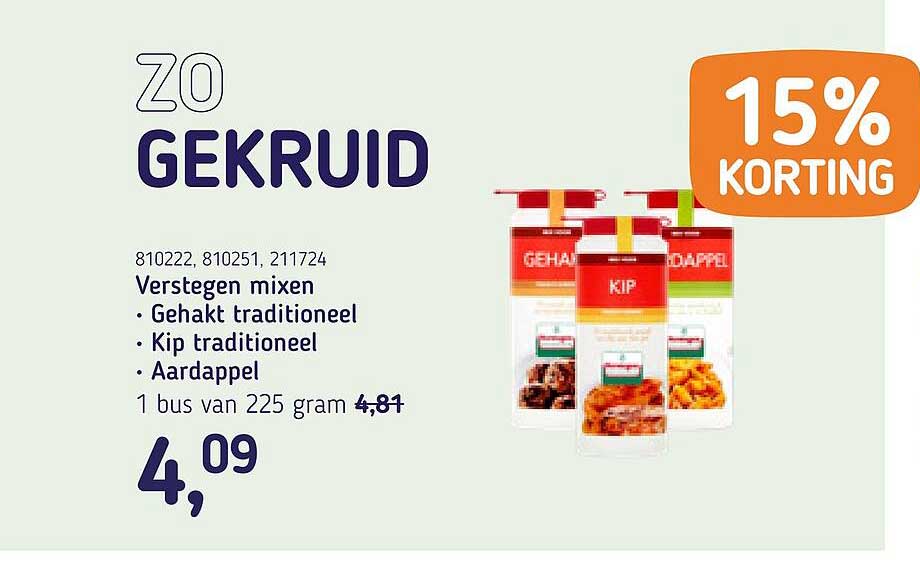 ZO Gekruid Verstege mixen Gehakt traditioneel Kip traditioneel Aardappel 15% KORTING