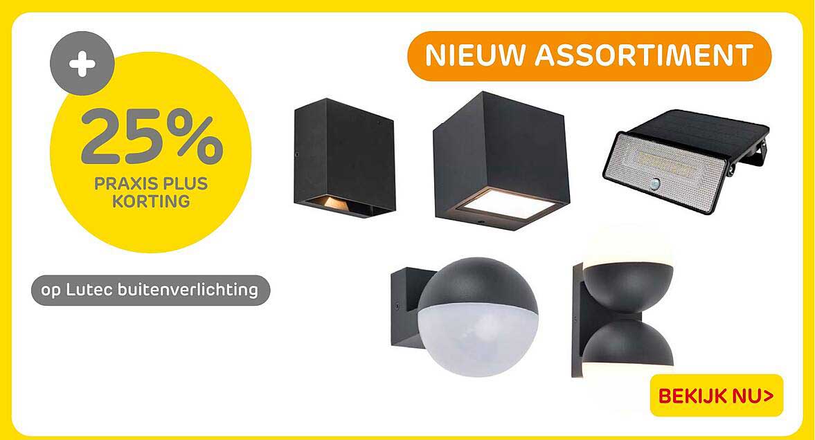 25% Praxis Plus korting op Lutec buitenverlichting