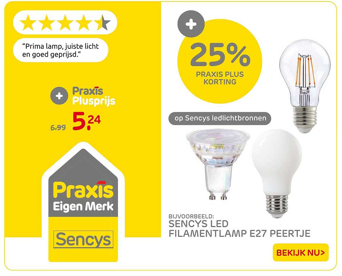 25% Praxis Plus korting op Sencys ledlichtbronnen